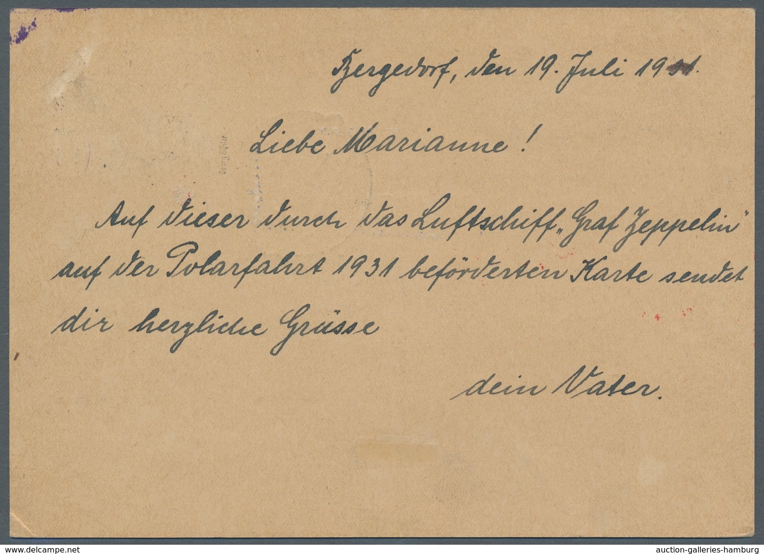 Zeppelinpost Deutschland: 1931 - Polarfahrt, Portorichtig Mit 1 RM Polarfahrt Frankierte Karte Mit A - Luchtpost & Zeppelin
