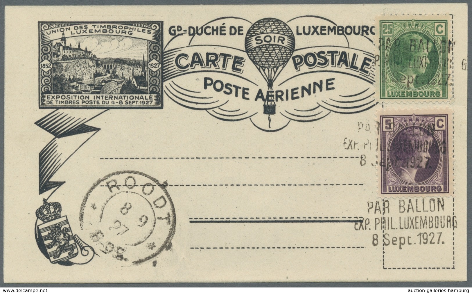 Ballonpost: 1927, 2 Tadellos Erhaltene Ballonpostkarten Mit Dreizeiligem Stempel "Par Ballon/Exp. Ph - Montgolfières