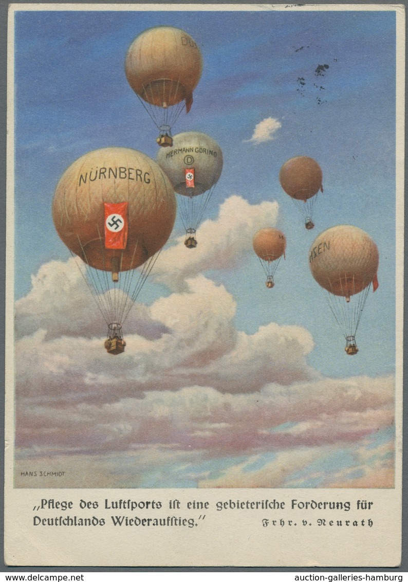 Ballonpost: 1935-1938, Partie Mit Einer Karte Mit Sonderstempel "Deutsche Freiballon-Meisterschaft D - Mongolfiere