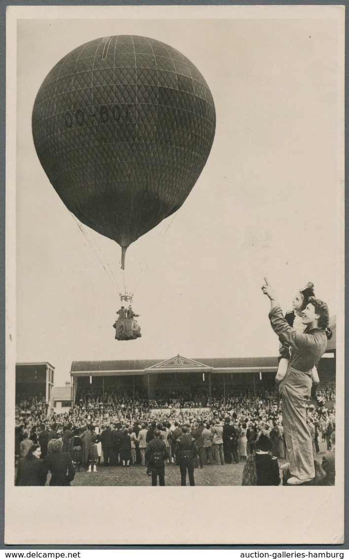 Ballonpost: 1952-1955, 5 Sehr Guterhaltene Ansichtskarten Mit Unterschiedlichen Ballonmotiven Von 5 - Fesselballons