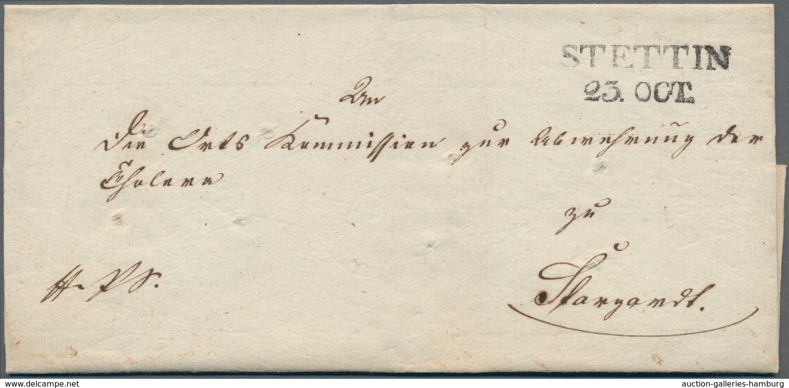 Disinfection Mail: 1831, 23.Oktober, Dienstbrief Von Stettin Nach Stargard Mit Rs. Sanitätsstempel U - Other & Unclassified