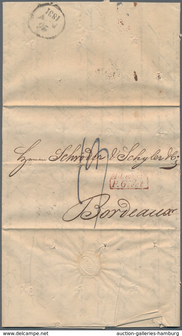 Disinfection Mail: 1831, 18.November, Faltbrief Mit Komplettem Inhalt Nach Bordeaux, Vs. Taxvermerk - Sonstige & Ohne Zuordnung