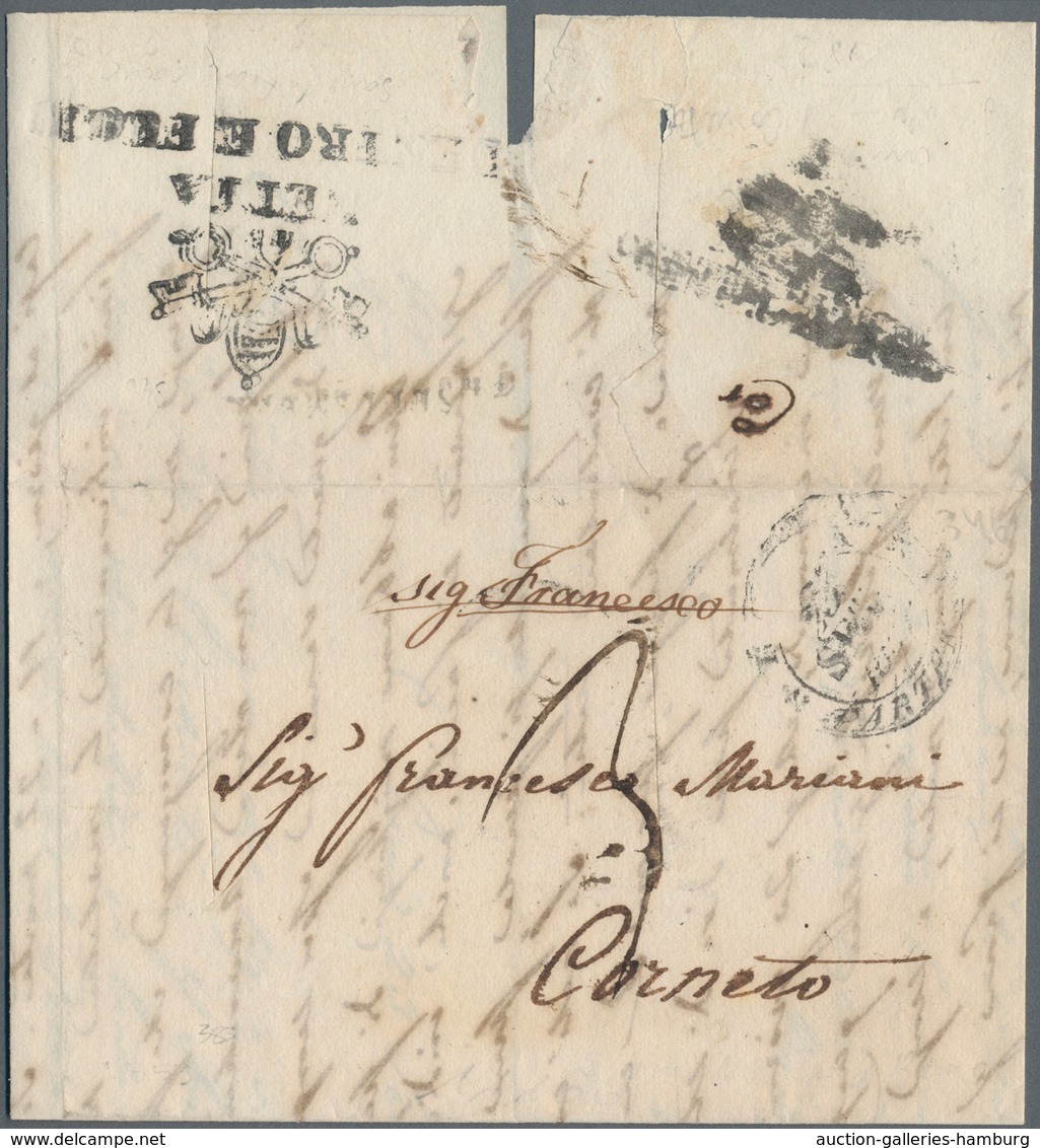 Disinfection Mail: 1837, 23 Sep, Lettersheet With Full Message Form Vatican To Corneto, Disinfection - Other & Unclassified