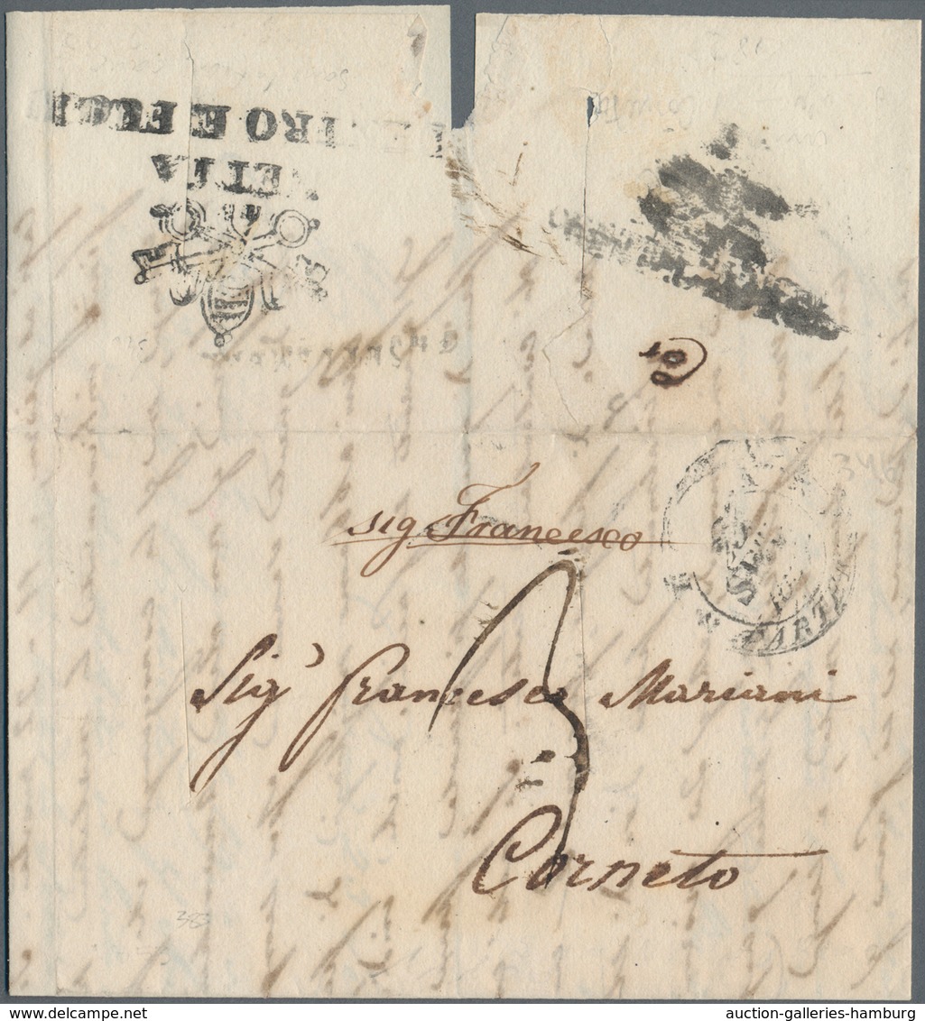 Disinfection Mail: 1837, 23 Sep, Lettersheet With Full Message Form Vatican To Corneto, Disinfection - Autres & Non Classés