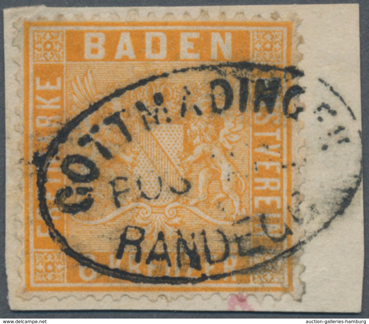 Baden - Marken Und Briefe: 1860 6 Kr Hellgelborange (kleines Risschen Sonst Tadellos) Auf Briefstück - Sonstige & Ohne Zuordnung