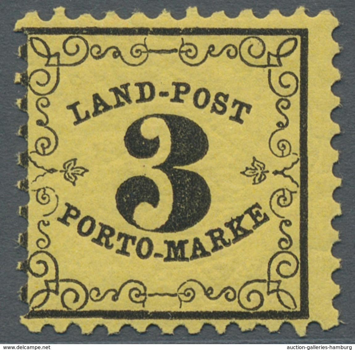 Baden - Landpostmarken: 1864, "3 Kr. Landpost Auf Papier Y", Postfrischer Wert In Tadelloser Erhaltu - Autres & Non Classés