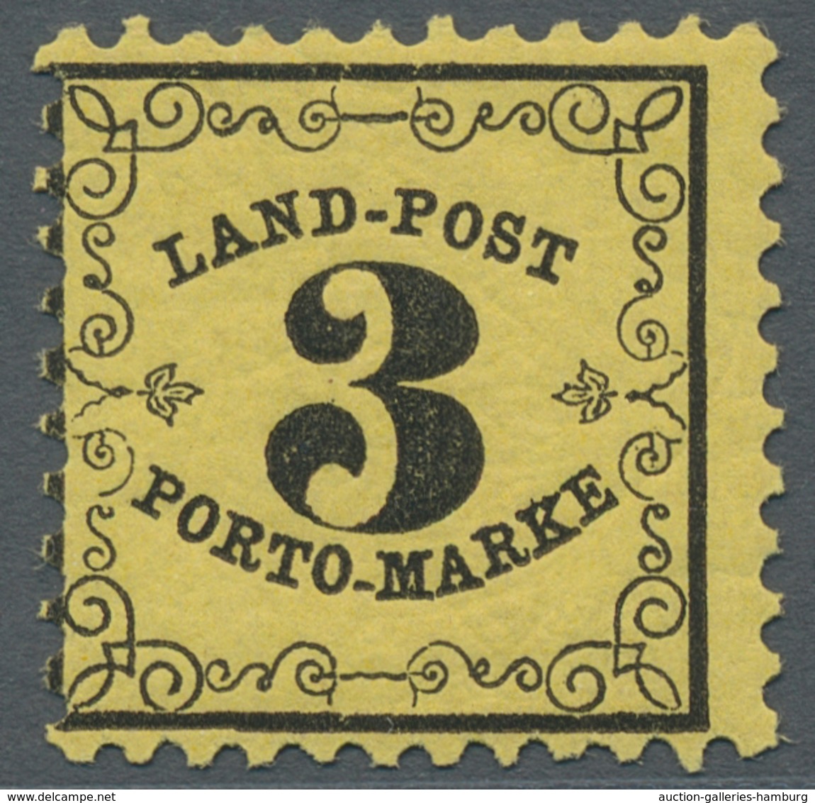 Baden - Landpostmarken: 1864, "3 Kr. Landpost Auf Papier Y", Postfrischer Wert In Tadelloser Erhaltu - Andere & Zonder Classificatie