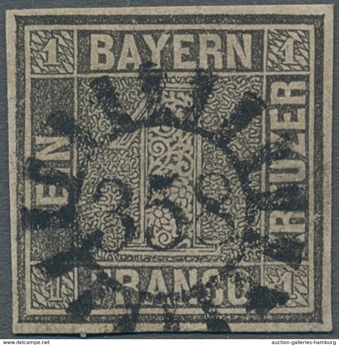 Bayern - Marken Und Briefe: 1849, 1 Kr. Grauschwarz, Platte 2, In Gestempelter Erhaltung, Entwertet - Otros & Sin Clasificación