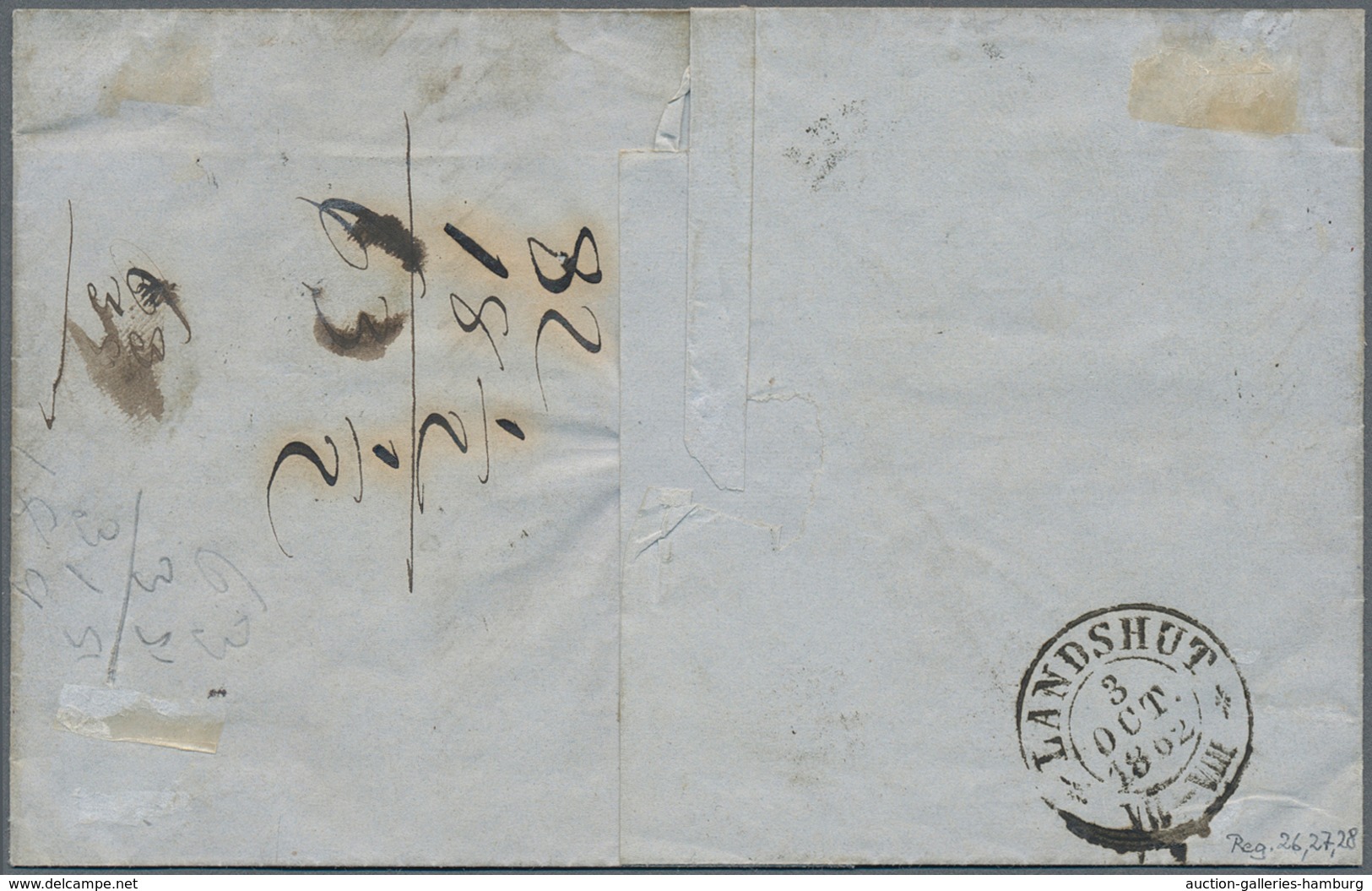 Bayern - Marken Und Briefe: 1850, 1 Kr. Rosa, Platte 2 Mit Spitzen Ecken, Drei Exemplare, Entwertet - Otros & Sin Clasificación