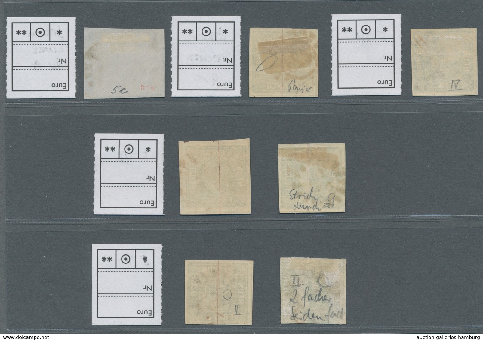 Bayern - Marken Und Briefe: 1850, 9 Kreuzer Gelbgrün Plattenfehlerpartie Von 7 Gestempelten Werten D - Other & Unclassified