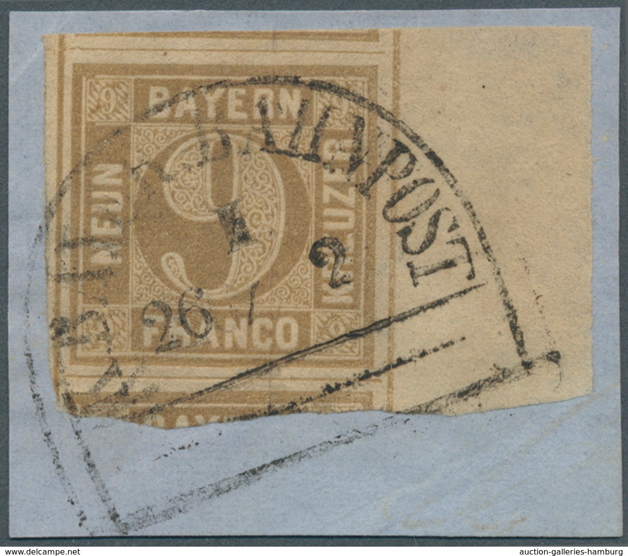 Bayern - Marken Und Briefe: 1862: 9 Kreuzer, Ockerbraun , Auf Dekorativem Briefstück übergehend Entw - Altri & Non Classificati