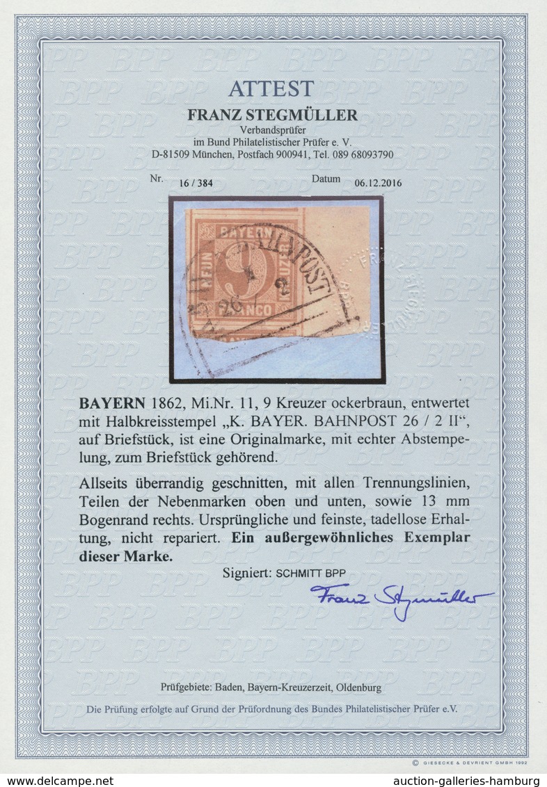 Bayern - Marken Und Briefe: 1862: 9 Kreuzer, Ockerbraun , Auf Dekorativem Briefstück übergehend Entw - Sonstige & Ohne Zuordnung