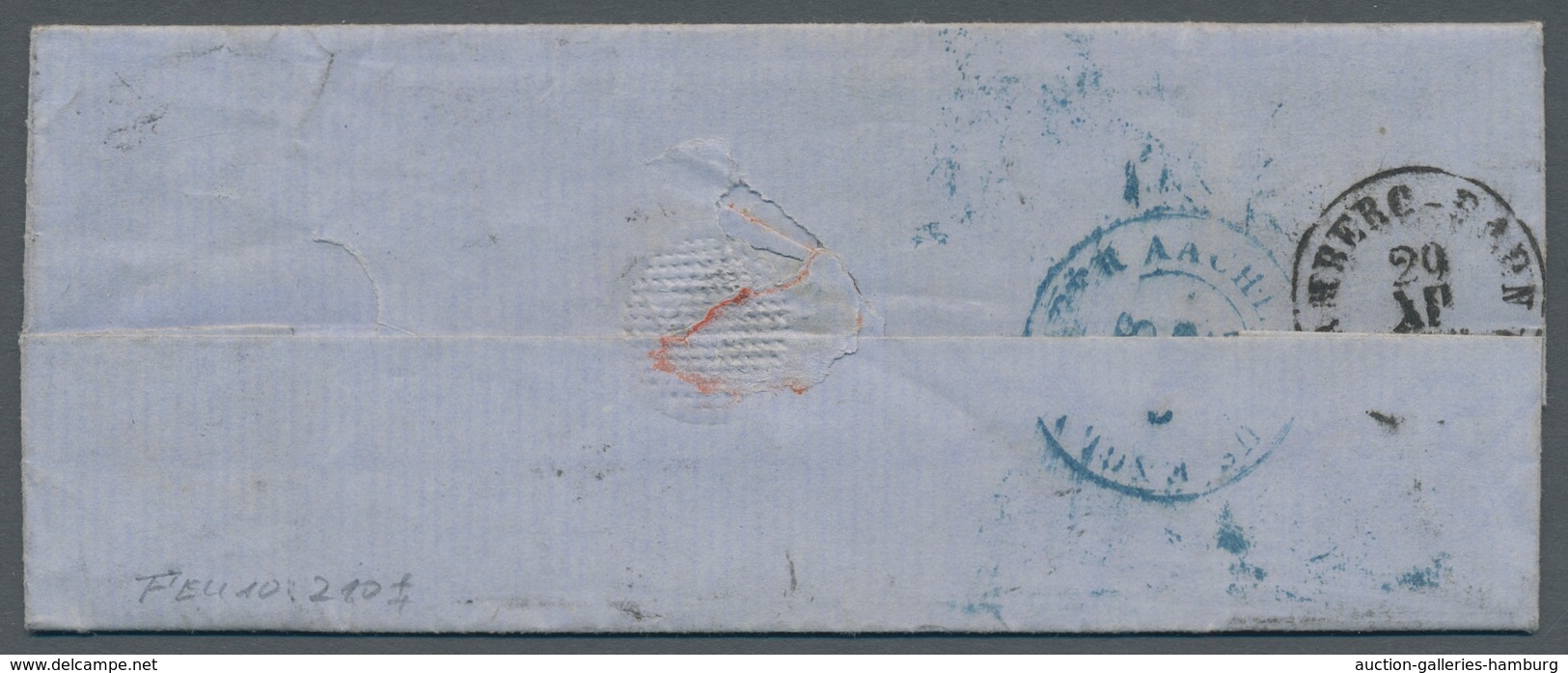 Bayern - Marken Und Briefe: 1867, Incoming Mail: "23" (Kr.), Blauer Taxstempel Von Aachen Auf Faltbr - Otros & Sin Clasificación