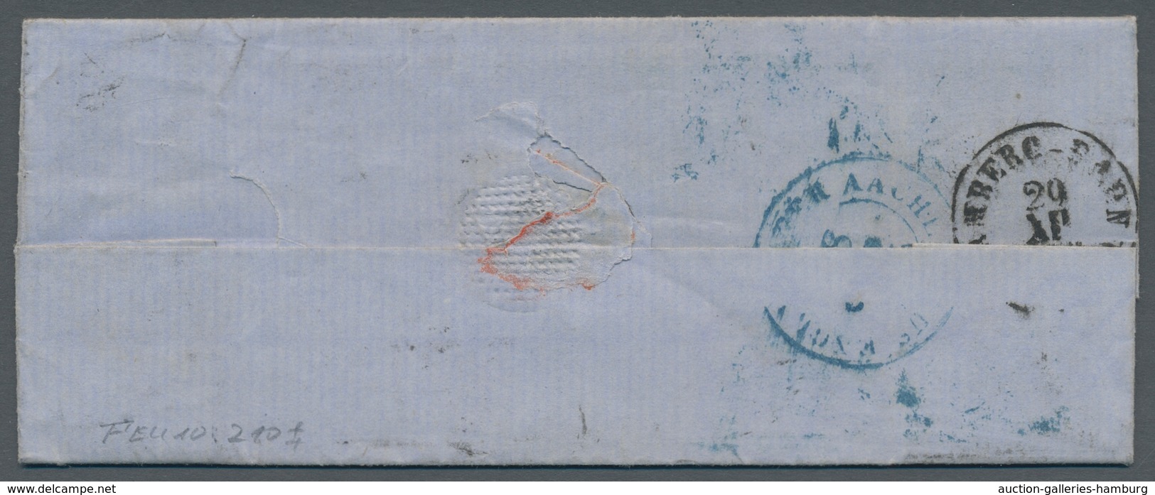 Bayern - Marken Und Briefe: 1867, Incoming Mail: "23" (Kr.), Blauer Taxstempel Von Aachen Auf Faltbr - Andere & Zonder Classificatie