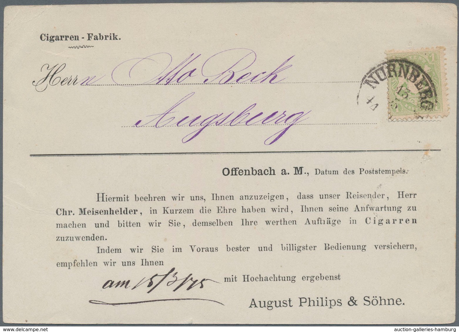 Bayern - Marken Und Briefe: 1875 (ca.), Drei Schöne Drucksachen Aus Nürnberg Und Kaufbeuren. - Sonstige & Ohne Zuordnung