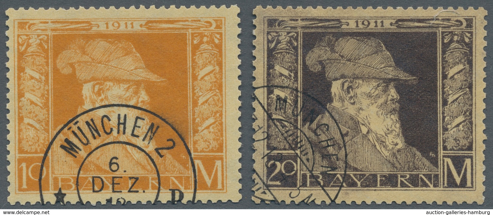 Bayern - Marken Und Briefe: 1911, "1 Bis 20 Mk. Luitpold In Type II", Gestempelte Werte In Sehr Gute - Other & Unclassified