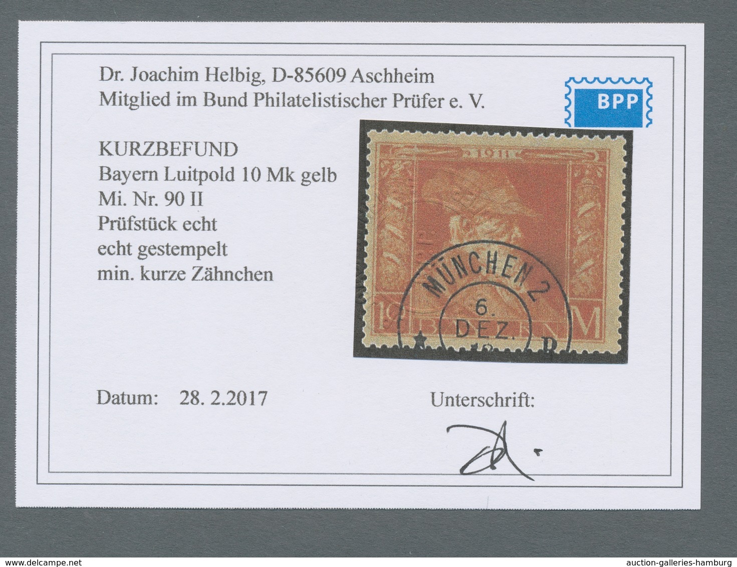 Bayern - Marken Und Briefe: 1911, "1 Bis 20 Mk. Luitpold In Type II", Gestempelte Werte In Sehr Gute - Other & Unclassified
