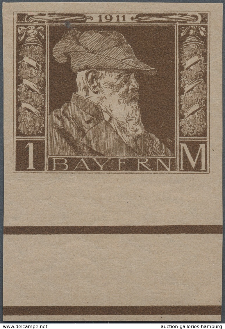 Bayern - Marken Und Briefe: 1911, 1 Mk Luitpold Ungezähnt, Postfrisches Unterrandstück (!) In Breitr - Other & Unclassified