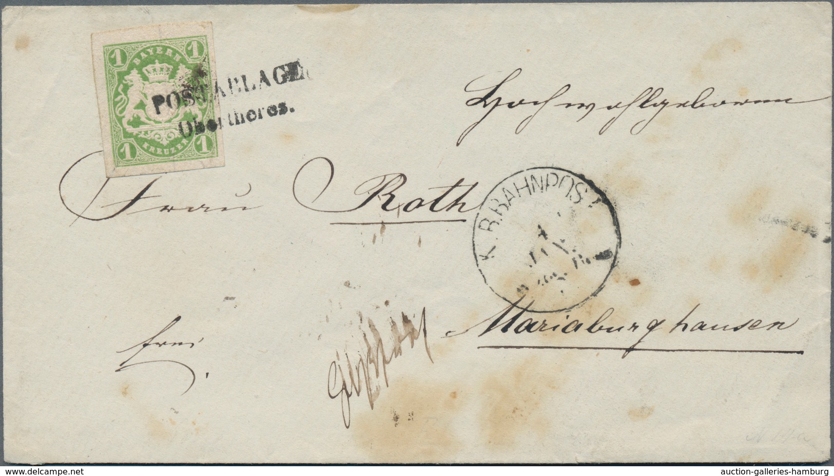 Bayern - Postablagestempel: „POSTABLAGE / OBERTHERES“ (Unterfranken Hassfurt, Aktiv 1861-71) Auf Ein - Sonstige & Ohne Zuordnung