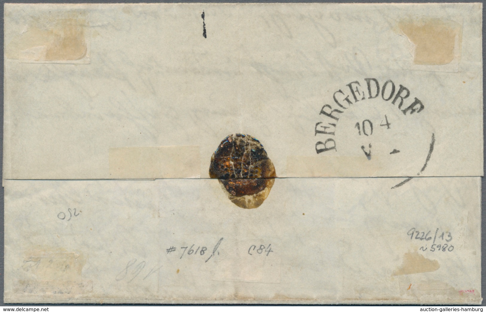 Bergedorf - Marken Und Briefe: 1864, HAMBURG ½ S. Schwarz Mit Voll Und Klar Aufsitzendem Bergedorfer - Bergedorf