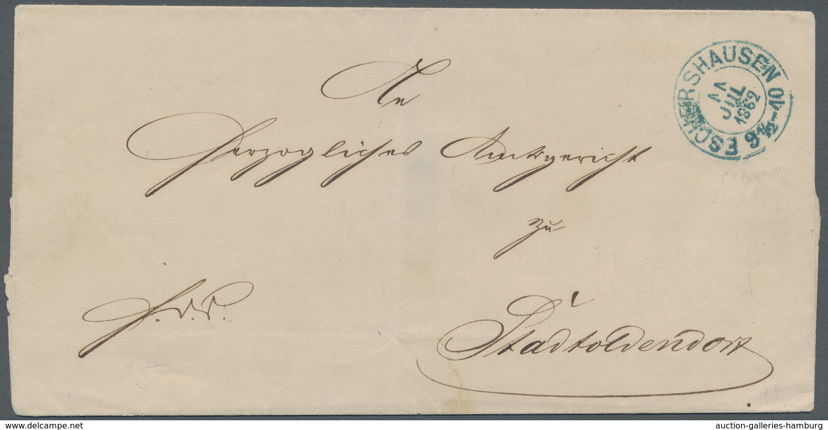 Braunschweig - Ortsstempel: 1862, Markenlose Briefhülle "hds, Herzogliche Dienstsache" Mit Klarem Zw - Brunswick