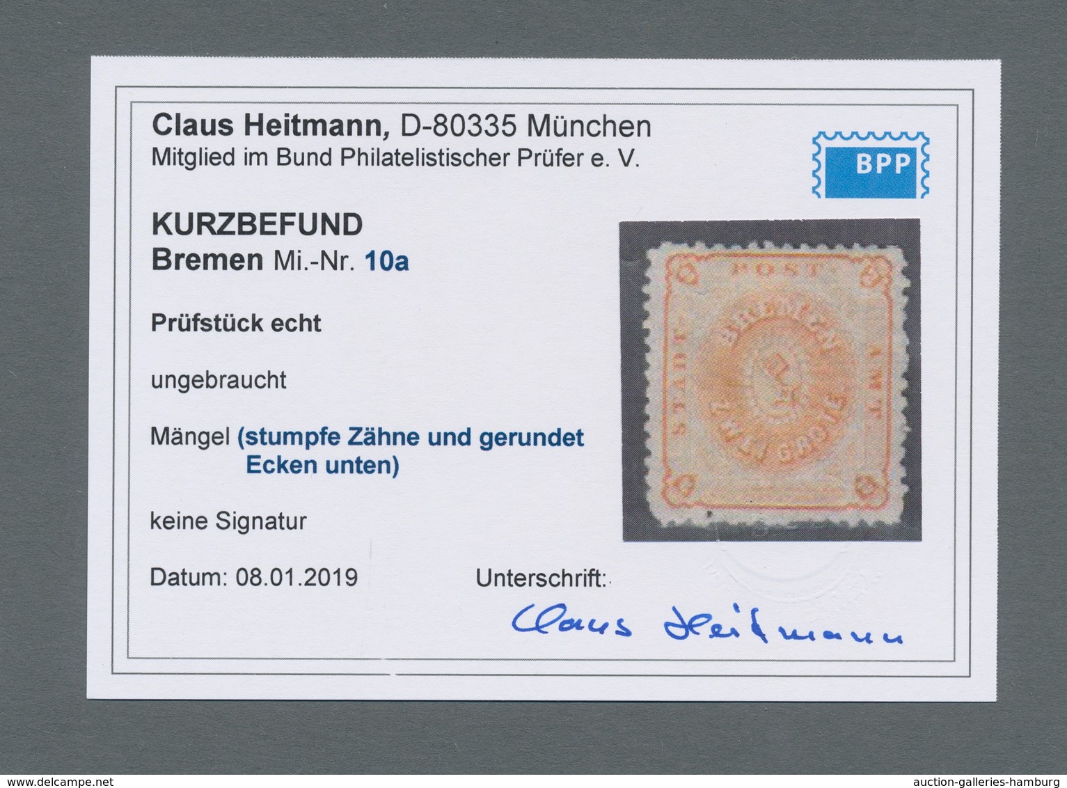 Bremen - Marken und Briefe: 1860-66, sechs frabfrische Werte: je zweimal Mi. 3 a und 7 B sowie 10 a