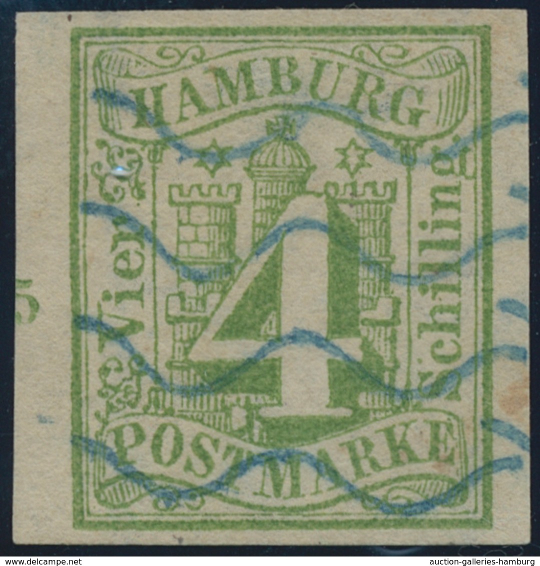 Hamburg - Marken Und Briefe: 1859, "4 Schilling Gelbgrün, Geschnitten", Besonders Farbfrischer Wert - Hamburg