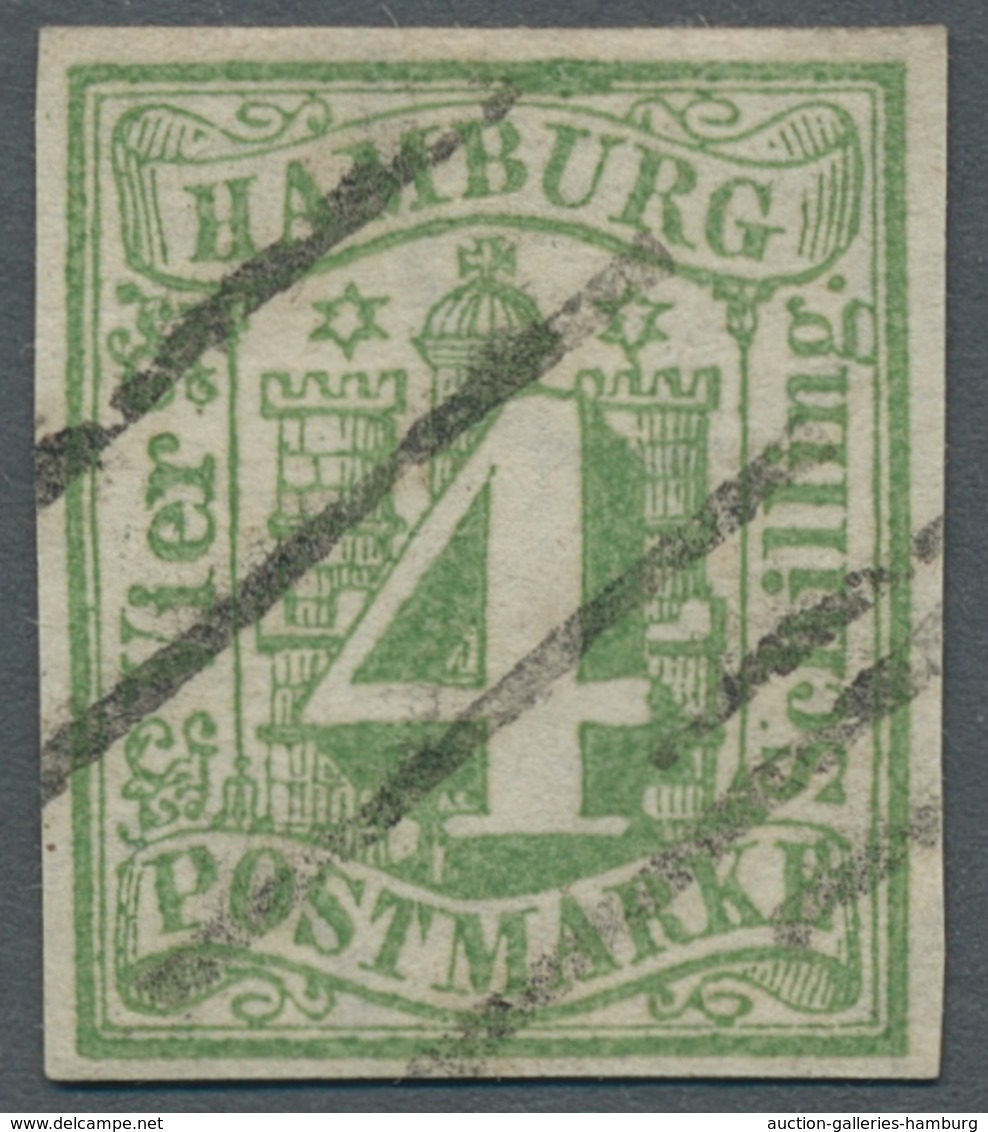 Hamburg - Marken Und Briefe: 1859, 4 S Bläulichgrün Gut Gerandet, Farbfrisch, Entwertet Mit Hamburge - Hambourg