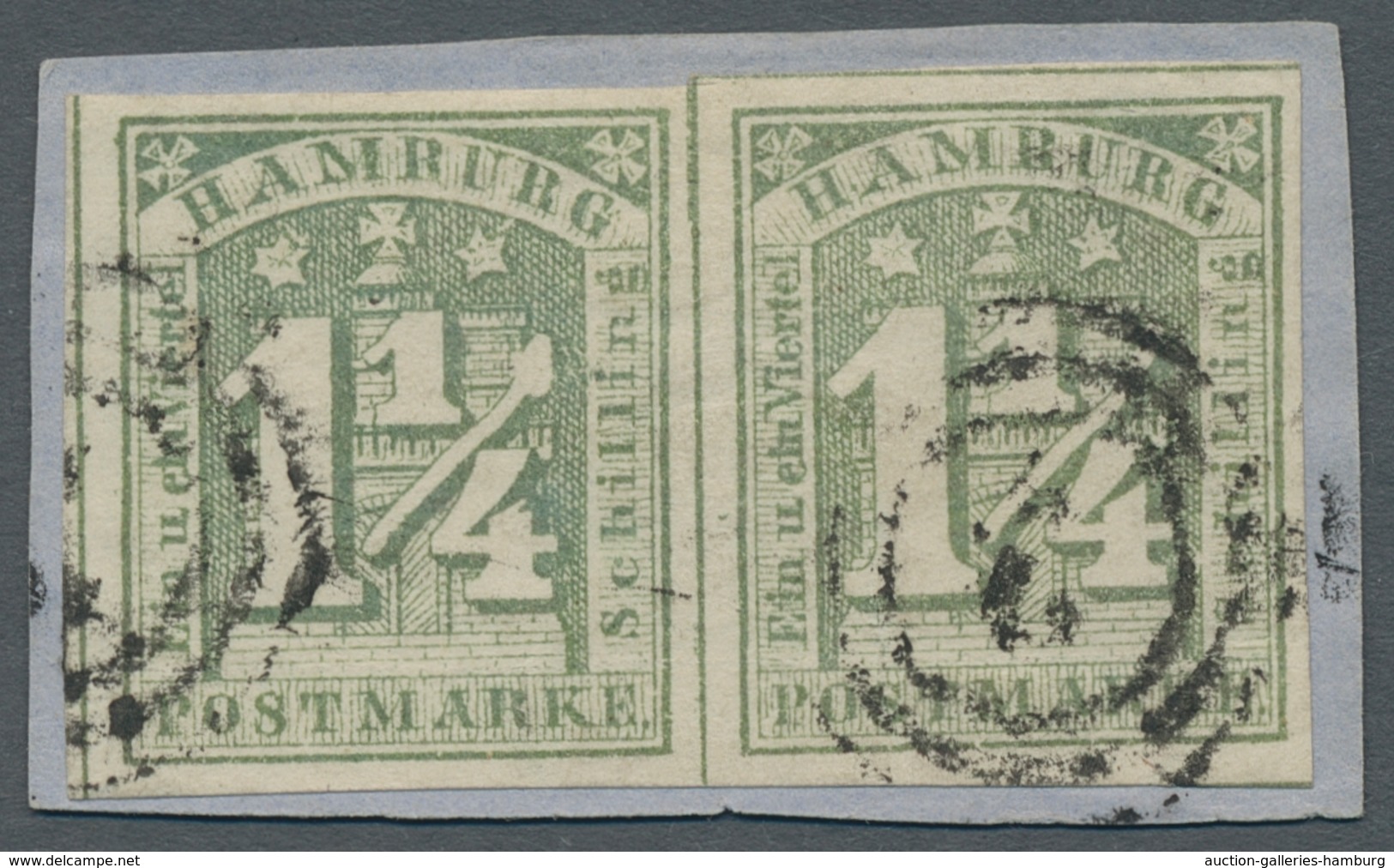 Hamburg - Marken Und Briefe: 1864,1 1/4 S Grüngrau, Waagerechtes Paar Auf Briefstück, Linke Marke Mi - Hambourg