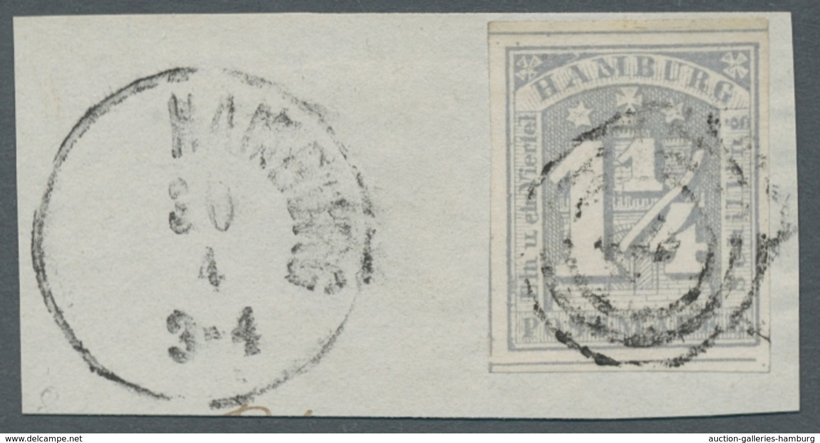 Hamburg - Marken Und Briefe: 1864 6x 1 1/4 S In Verschd.Farben Dabei 2 Schöne Briefstücke Und 1x 2 1 - Hambourg