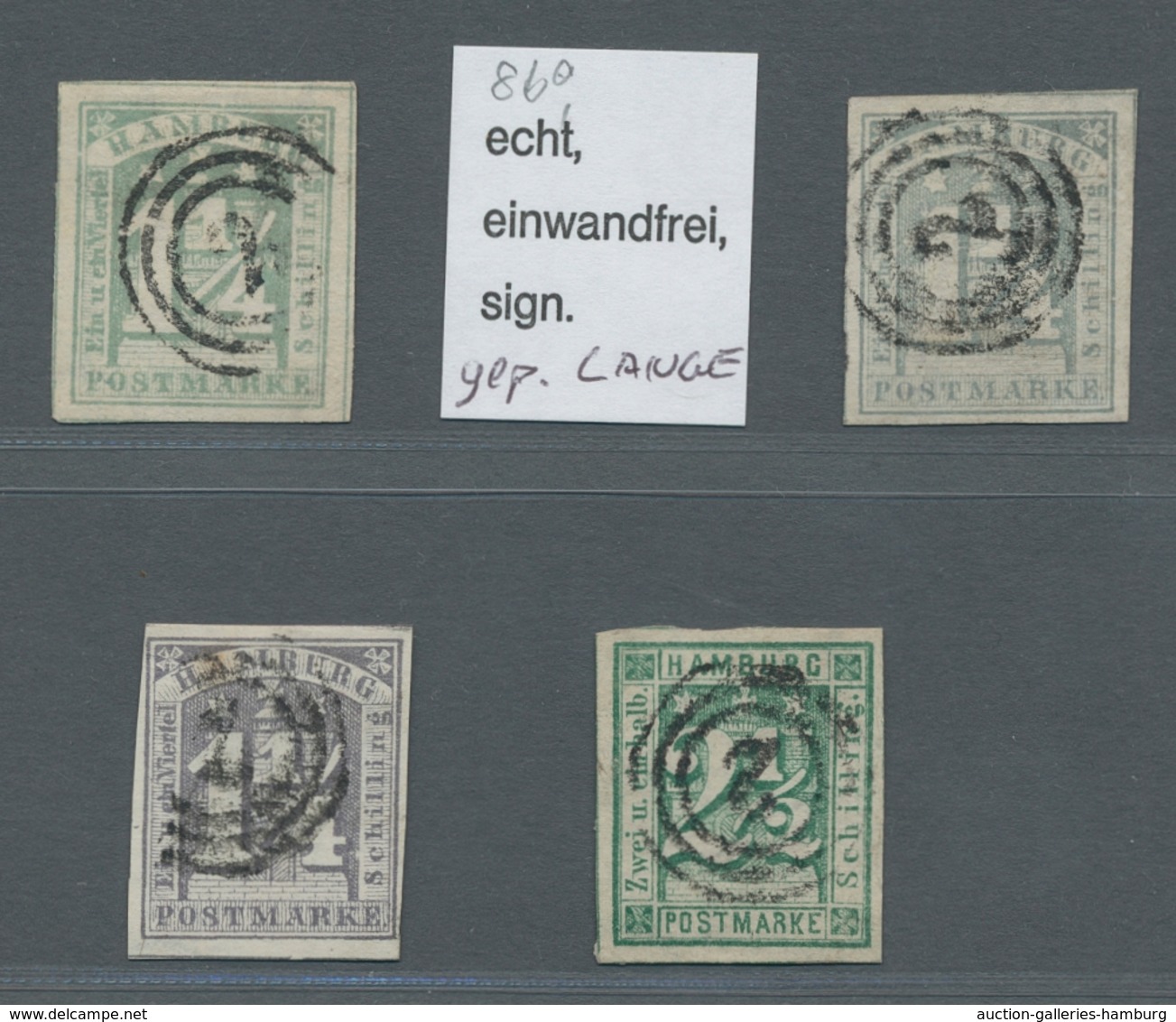 Hamburg - Marken Und Briefe: 1864 6x 1 1/4 S In Verschd.Farben Dabei 2 Schöne Briefstücke Und 1x 2 1 - Hamburg