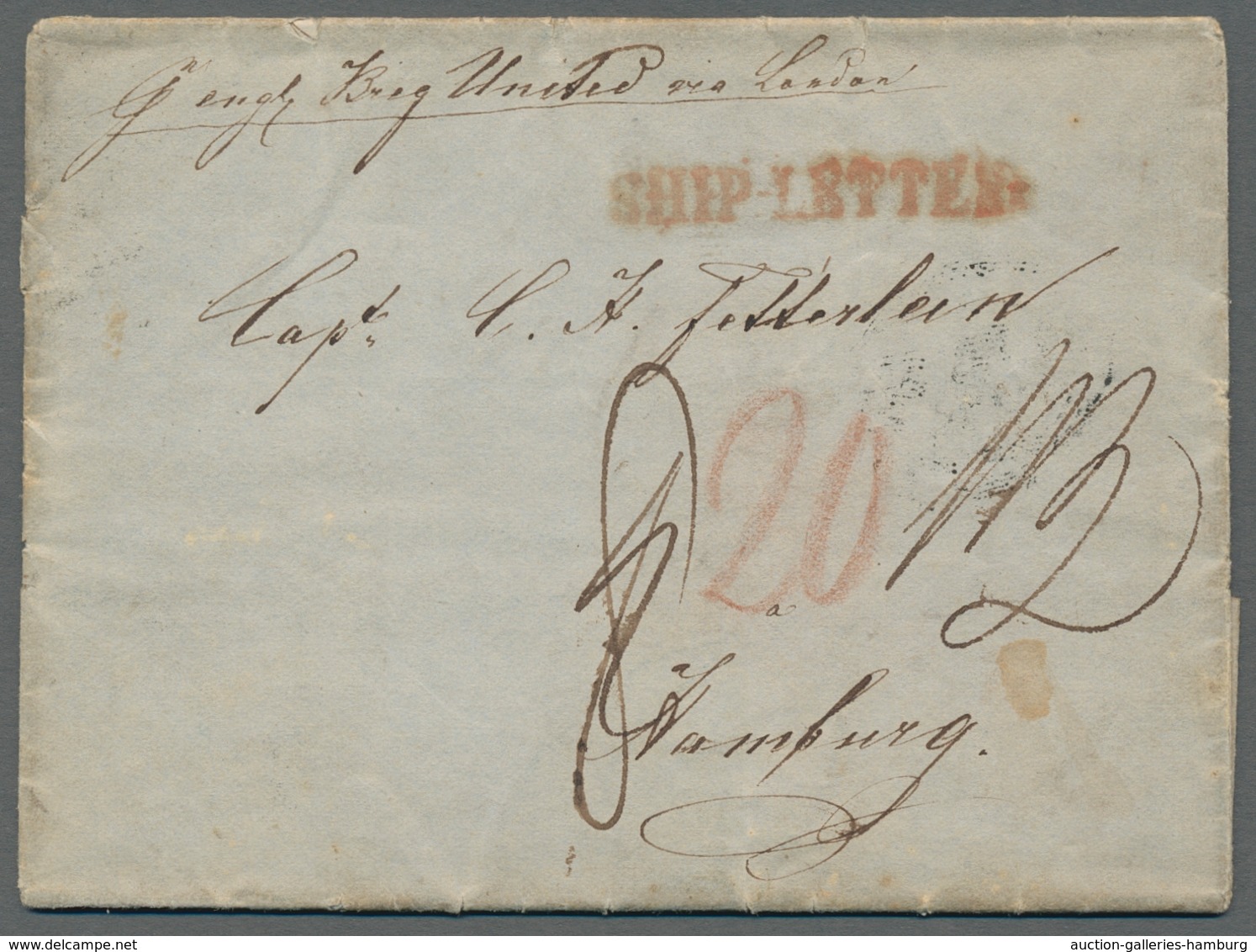 Hamburg - Stadtpostamt: INCOMING MAIL: 1850, Kompletter Brief Aus BUENOS AIRES, Argentinien Mit Inha - Hambourg