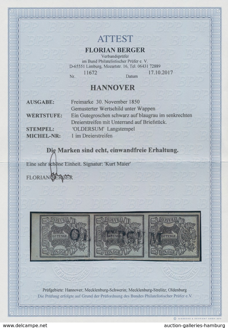 Hannover - Marken Und Briefe: 1850 (30.November), Freimarke "Gemusterter Wertschild Unter Wappen", E - Hanovre