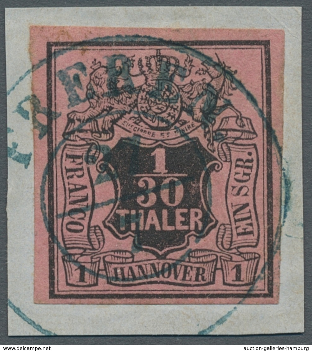 Hannover - Marken Und Briefe: 1851, Wappenausgabe, Besonders Edle Partie Von Sechs Farbfrischen, Vol - Hanovre