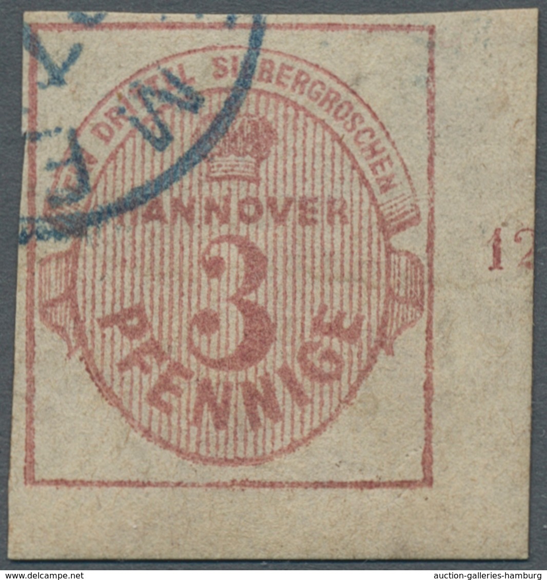 Hannover - Marken Und Briefe: 1859, Krone Im Oval 3 Pfennig, Rechte Untere Bogenecke Mit Randnummer - Hannover