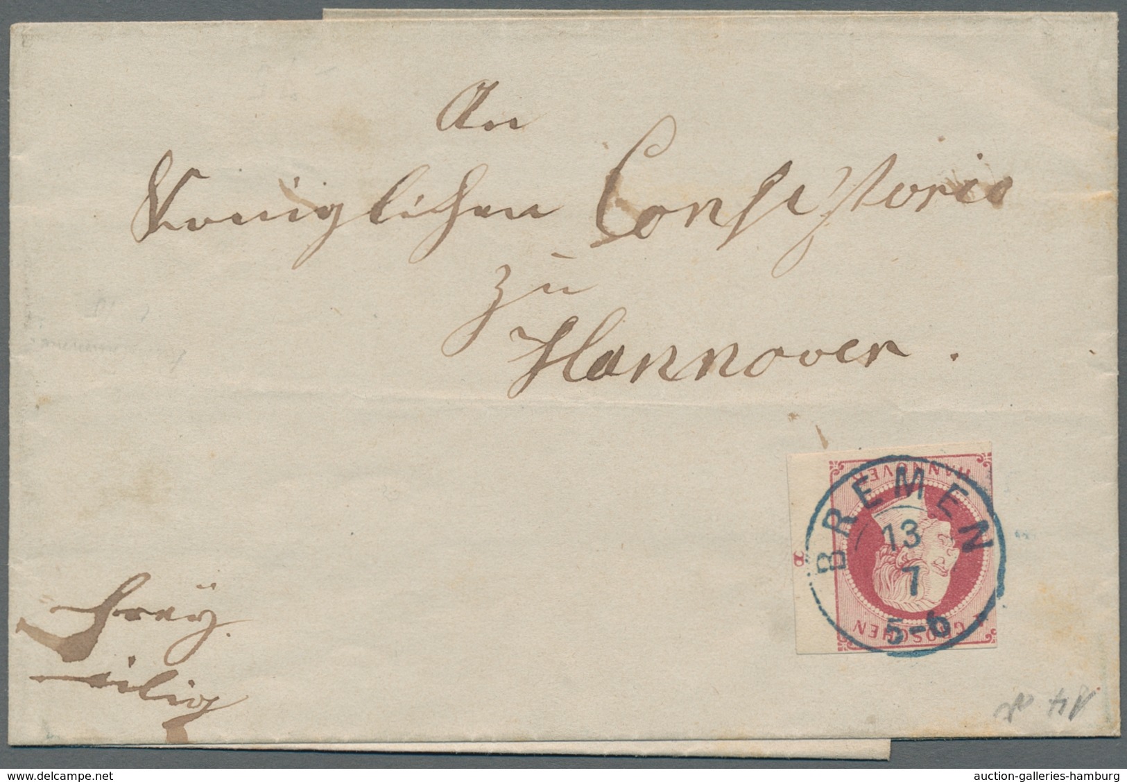 Hannover - Marken Und Briefe: 1859, König Georg V 1 Groschen, Zwei Randstücke Jeweils Mit Reihenzähl - Hanovre