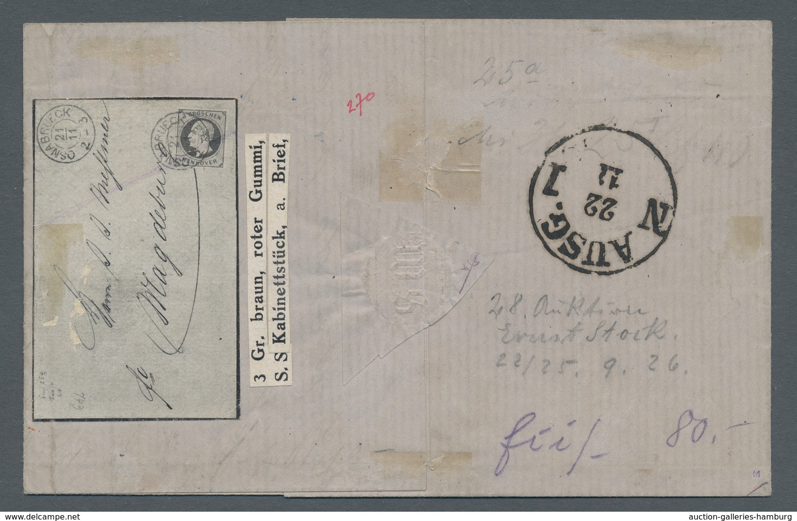 Hannover - Marken Und Briefe: 1864, 3 Gr Braun Mit Rosa Gummirung, Phantastisch Farbfrisches Luxusst - Hanovre