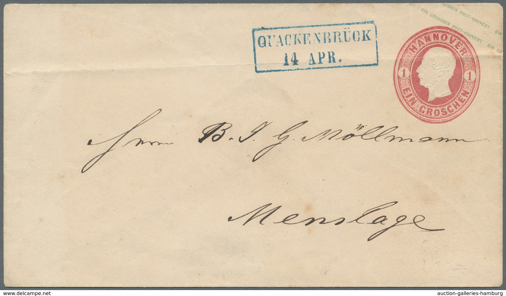 Hannover - Stempel: QUACKENBRÜCK: 1851-1860 (ca.), Wappenzeichnung 1/30 Groschen, Taufrischer, Voll- - Hanovre