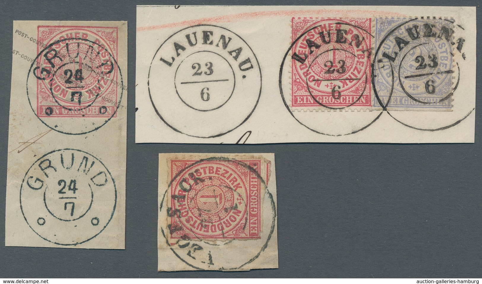 Hannover - Nachverwendete Stempel: GRUND, LAUENAU, VEGESACK, 1868-1871 (ca.), Drei Attraktive Briefs - Hanovre