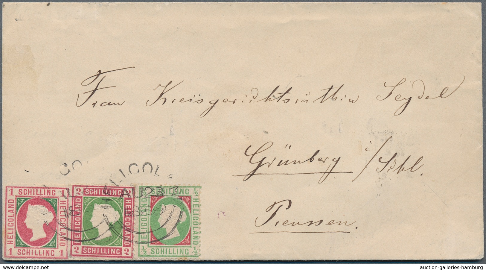 Helgoland - Marken Und Briefe: 1869, 2 Schilling Lilakarmin/grasgrün Type I, 1 S Rosakarmin/dunkelgr - Helgoland