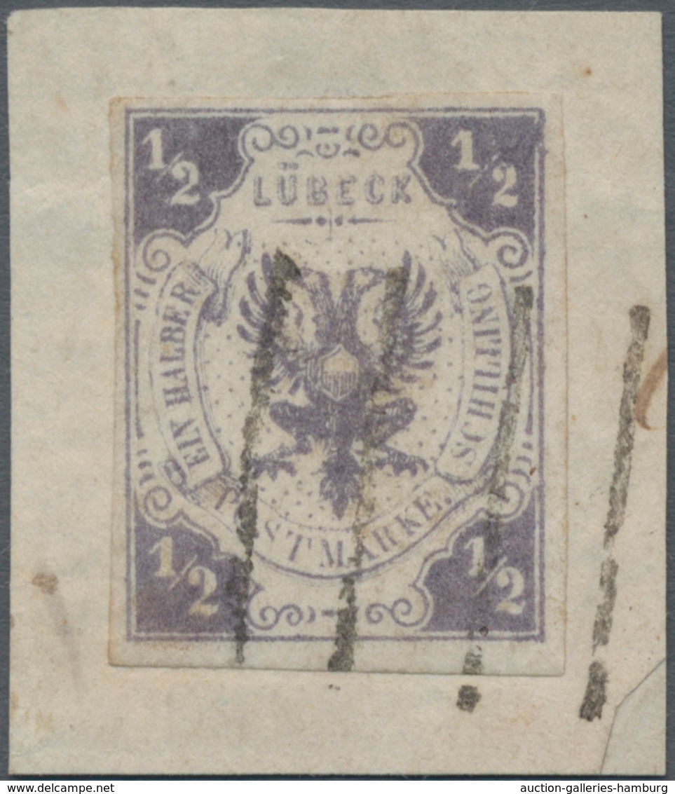 Lübeck - Marken Und Briefe: 1859, Wappenausgabe ½ Schilling Dunkelviolettgrau, Farbfrischer Und Voll - Luebeck