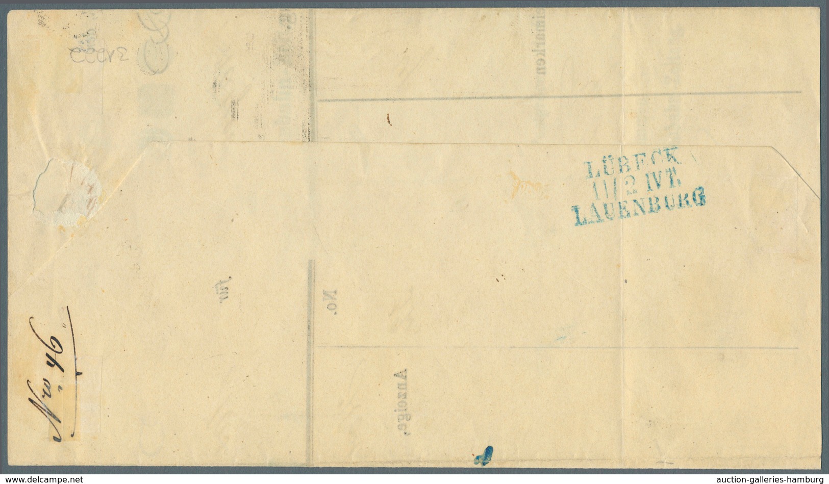 Lübeck - Marken Und Briefe: 1863 - 1864, Freimarken ½ S Grün Im Waagerechten Paar Im Streifen Gekleb - Luebeck