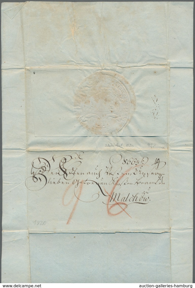 Mecklenburg-Schwerin - Vorphilatelie: 1820, Schnörkelbrief Mit Trockensiegel Nach Malchow Mit Innens - [Voorlopers