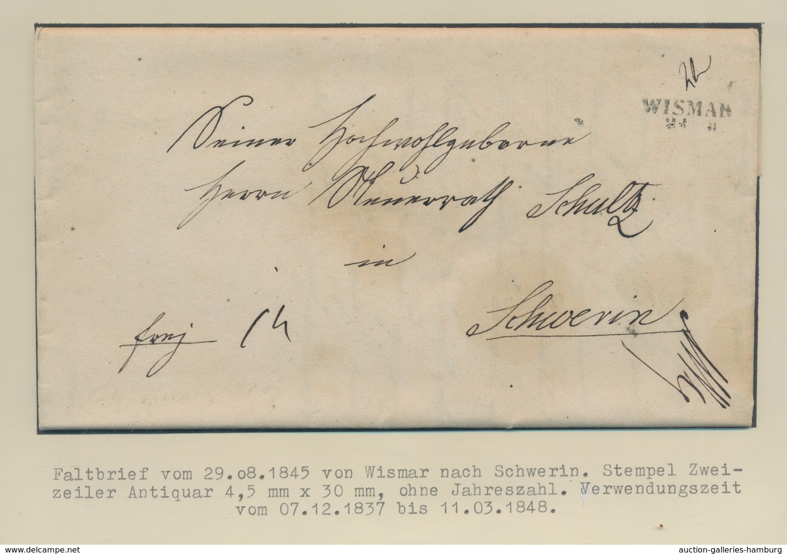 Mecklenburg-Schwerin - Vorphilatelie: WISMAR: 1823-58, Sammlung Von Sieben Briefen Auf Ausstellungss - Vorphilatelie