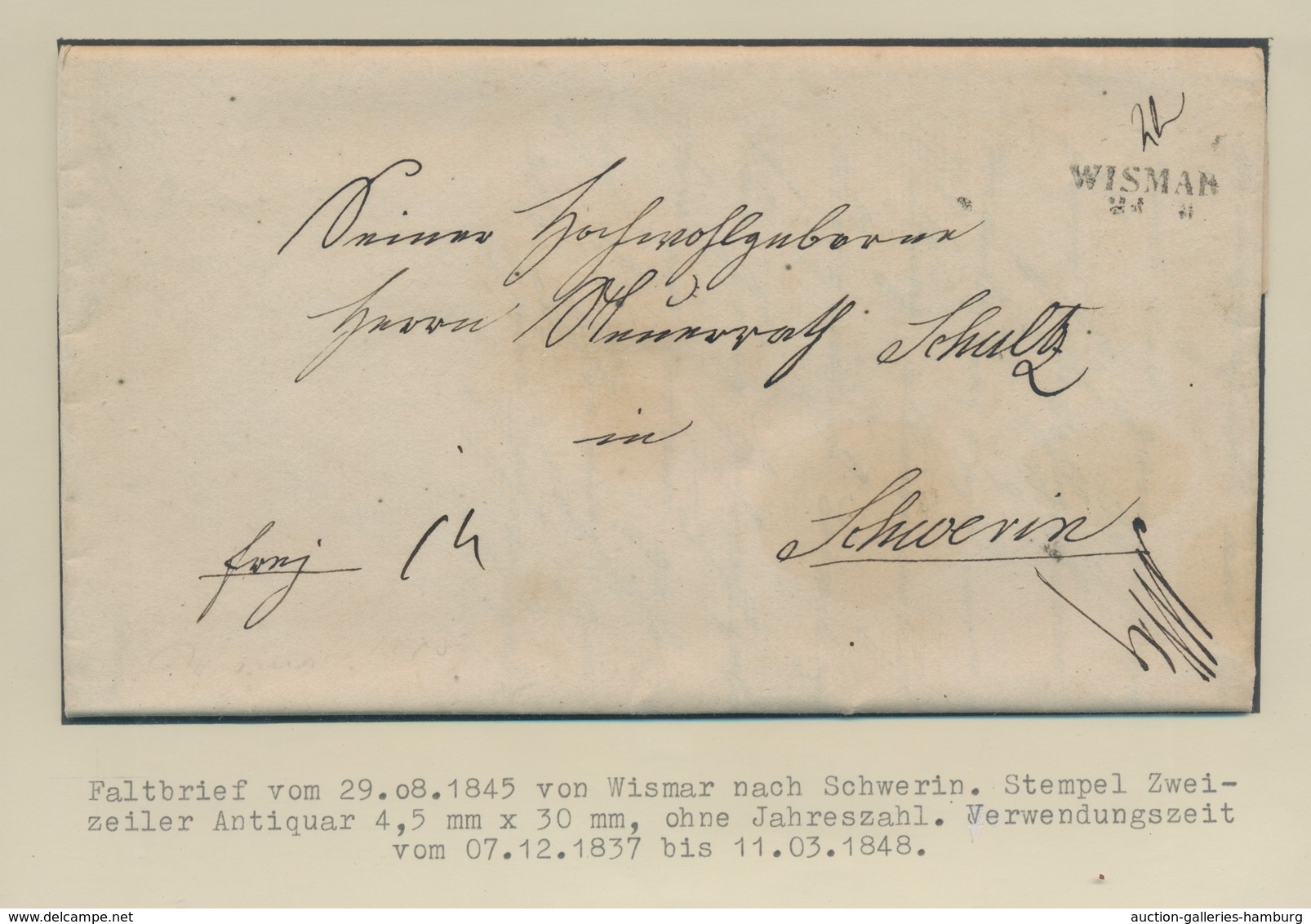 Mecklenburg-Schwerin - Vorphilatelie: WISMAR: 1823-58, Sammlung Von Sieben Briefen Auf Ausstellungss - Prephilately