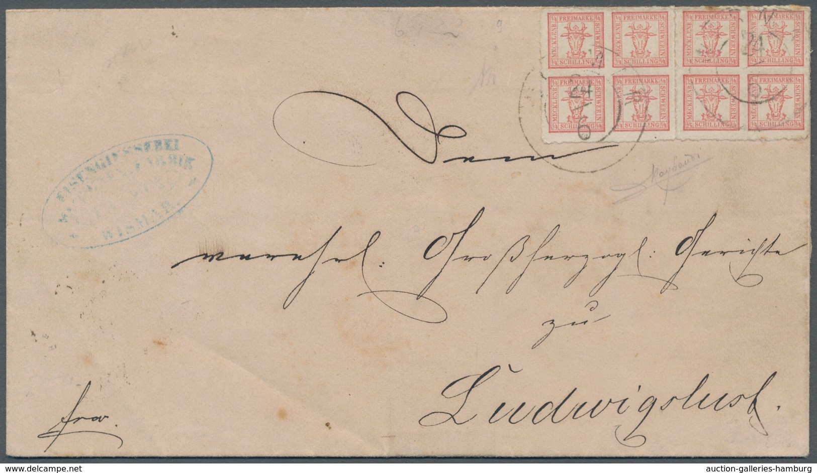 Mecklenburg-Schwerin - Marken Und Briefe: 1865, Zwei Bedarfsbriefe Von WISMAR Nach Ludwigslust Bzw. - Mecklenburg-Schwerin