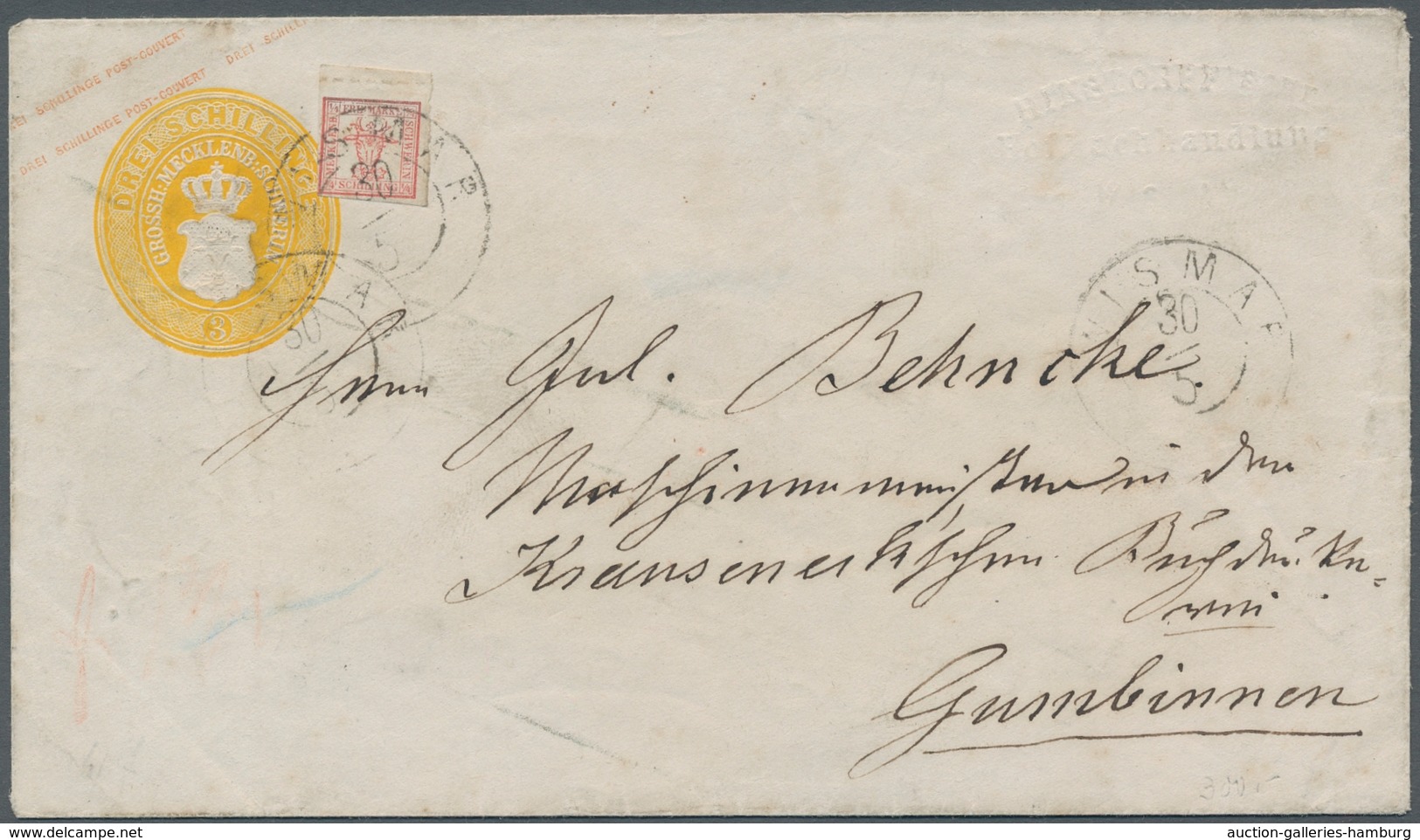 Mecklenburg-Schwerin - Ganzsachen: Ca. 1860-66, Partie Von Neun Bedarfsgebrauchten Ganzsachenumschlä - Mecklenbourg-Schwerin