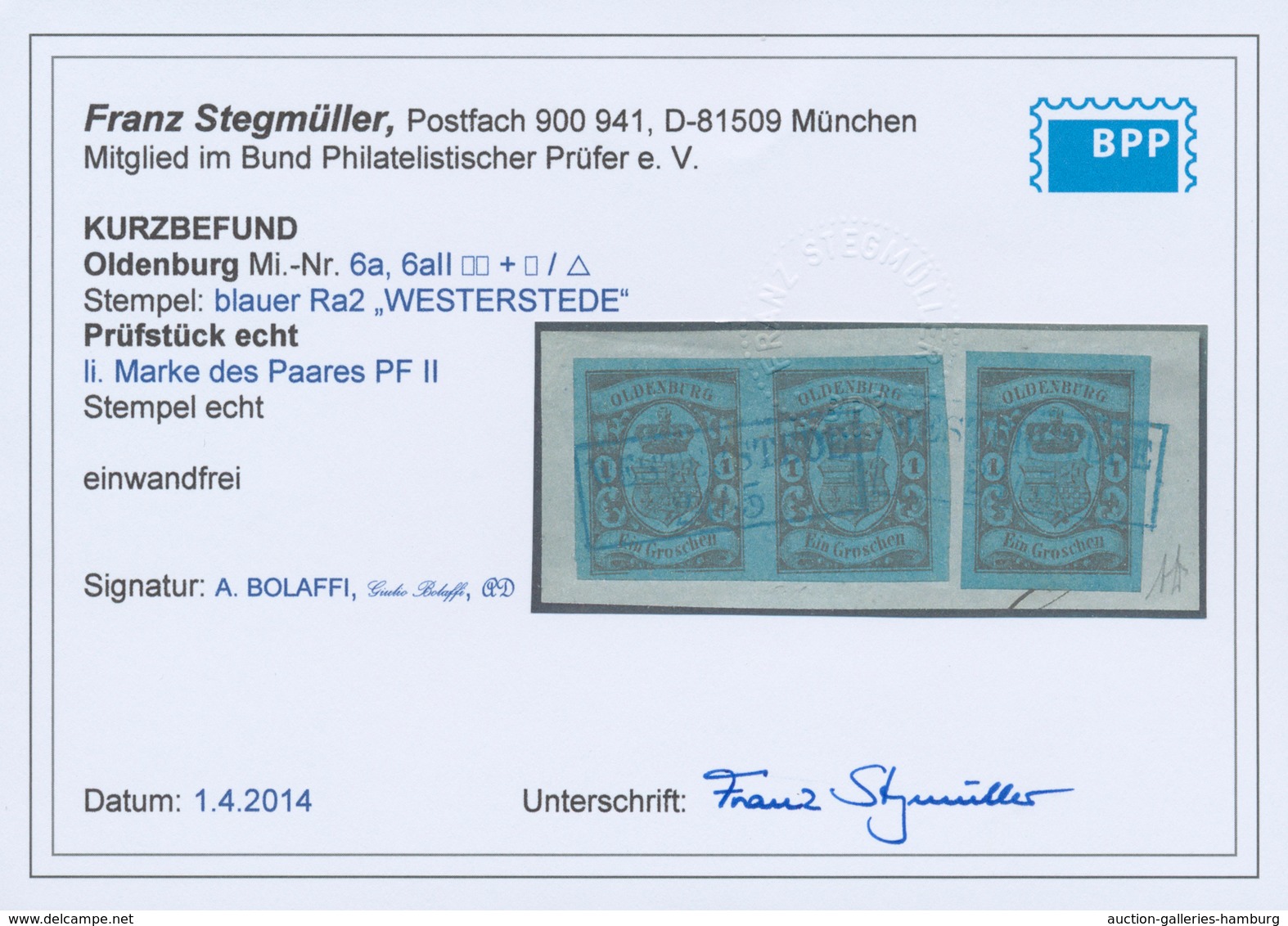 Oldenburg - Marken Und Briefe: 1859, 1 Gr. Schwarz Auf Blau Im Waagerechten Paar Und Einzelwert Mit - Oldenbourg