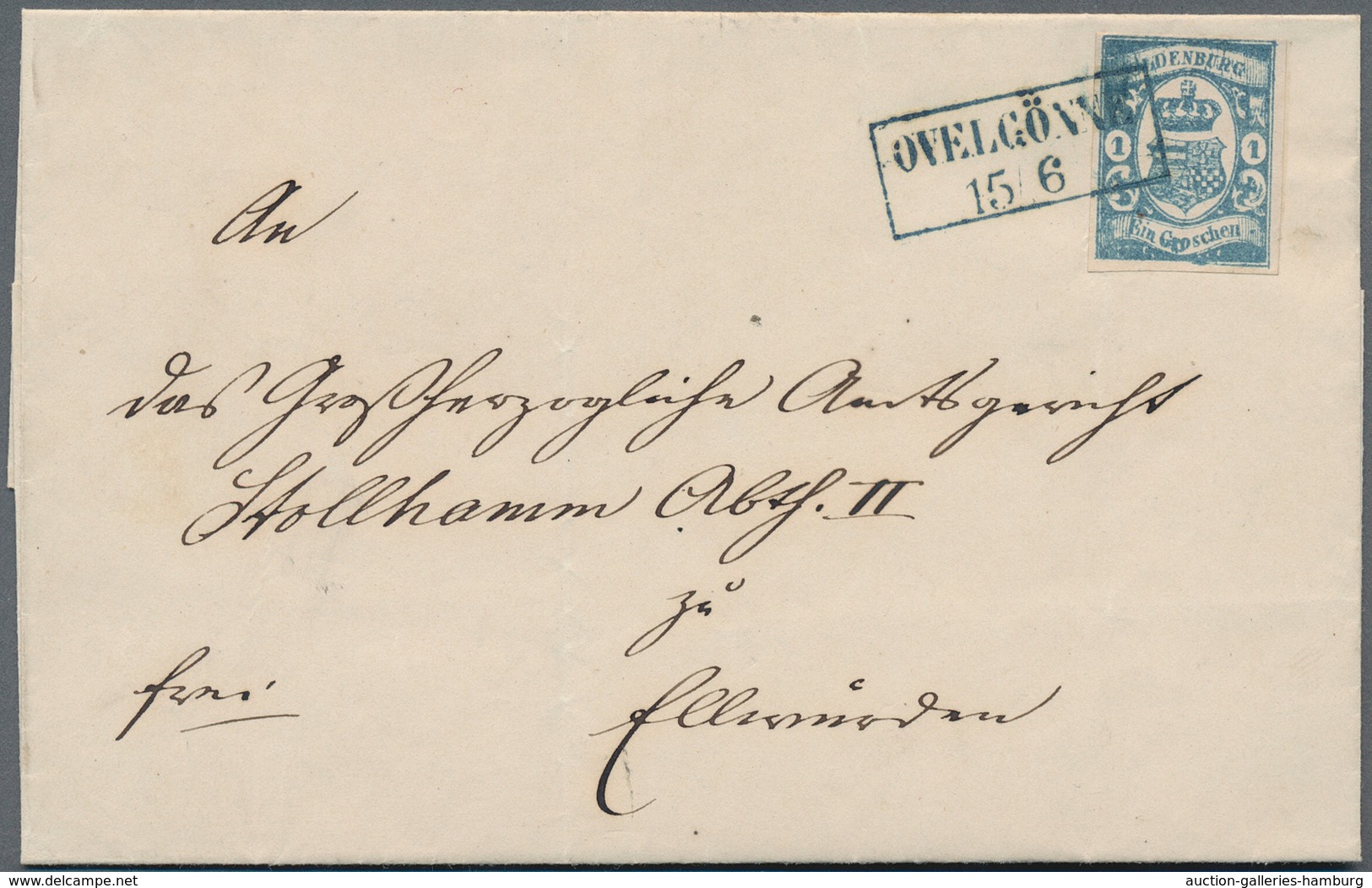 Oldenburg - Marken Und Briefe: 1861, 1 Gr Trübblau, Allseits Voll- Bis Breitrandig, In Typisch Farbü - Oldenbourg