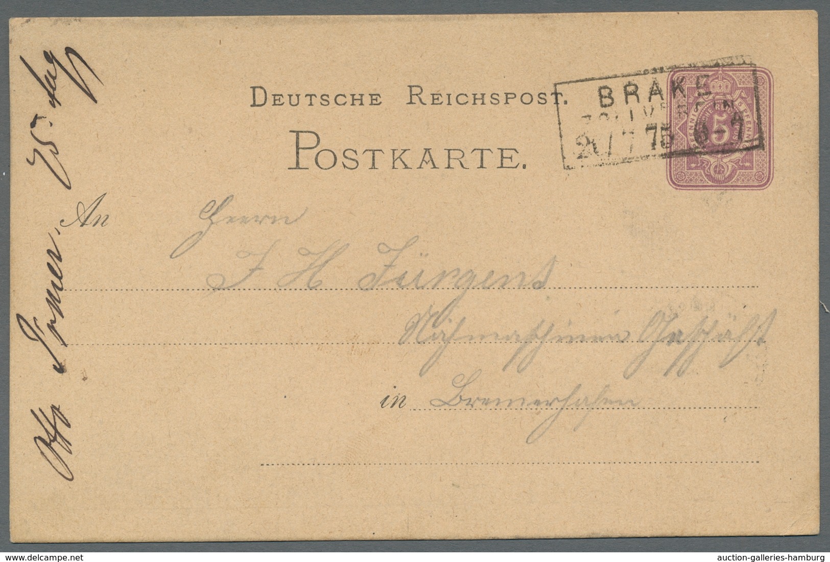 Oldenburg - Stempel: BRAKE: 1865-1875 (ca.), Drei Belege Mit Sauberen Abstempelungen, Dabei Ein Brie - Oldenburg